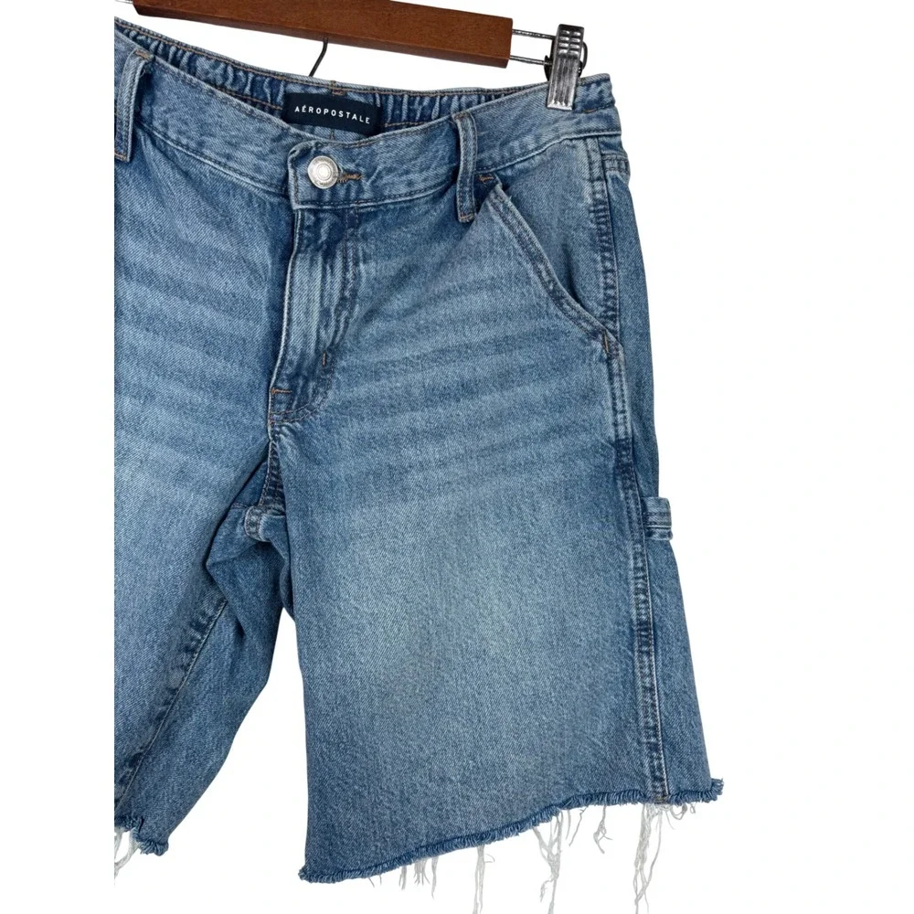 Aeropostale Baggy Jorts Women S Blue Denim Carpenter Frayed Hem BMRIPK1